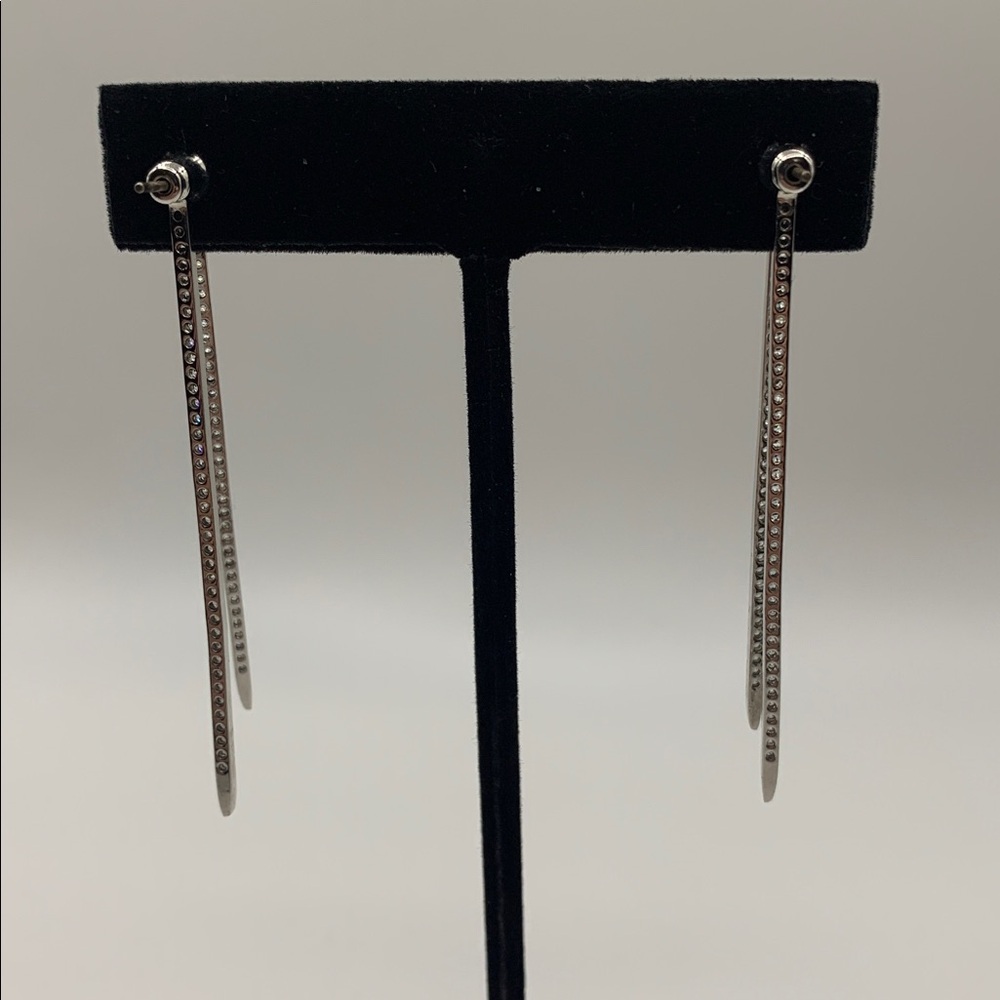 Silver-tone Rhinestone Drop Earrings - Picture 3 of 12